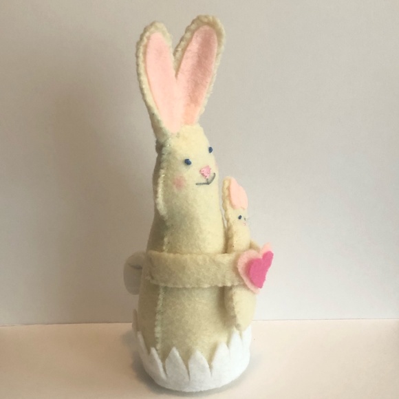 Momma and baby Bunny Felt Art Doll - Picture 4 of 5